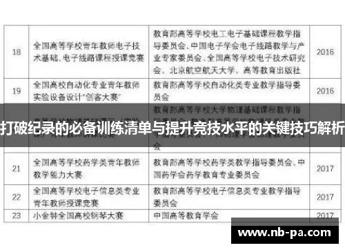 打破纪录的必备训练清单与提升竞技水平的关键技巧解析