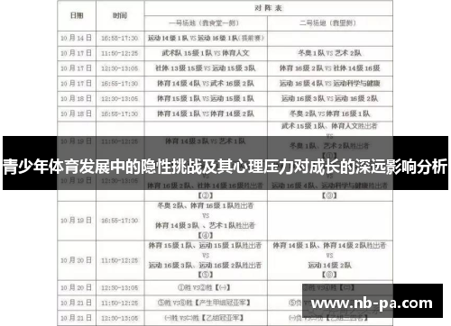 青少年体育发展中的隐性挑战及其心理压力对成长的深远影响分析